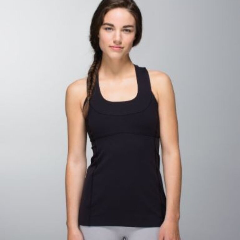 Lululemon Black Scoop Neck Tank Luon Size 10 Classic Activewear Yoga Style